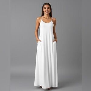Cami Maxi Flared Tee Dress White